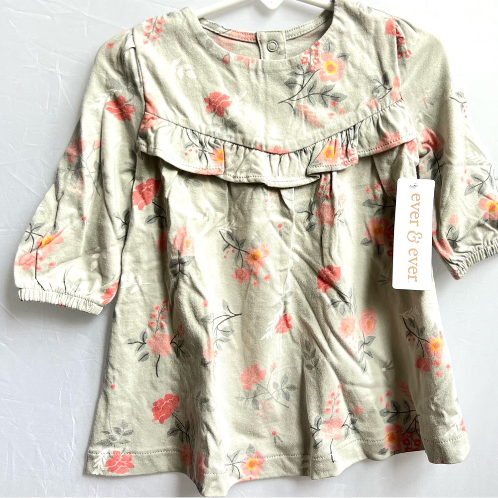 Floral Kids Casual Dress - Cream and Pink